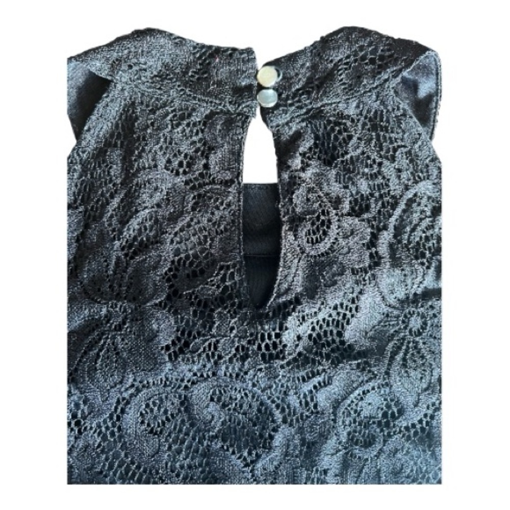 Cable & Gauge Black Halter Lined Lace Blouse Size L - Picture 5 of 9